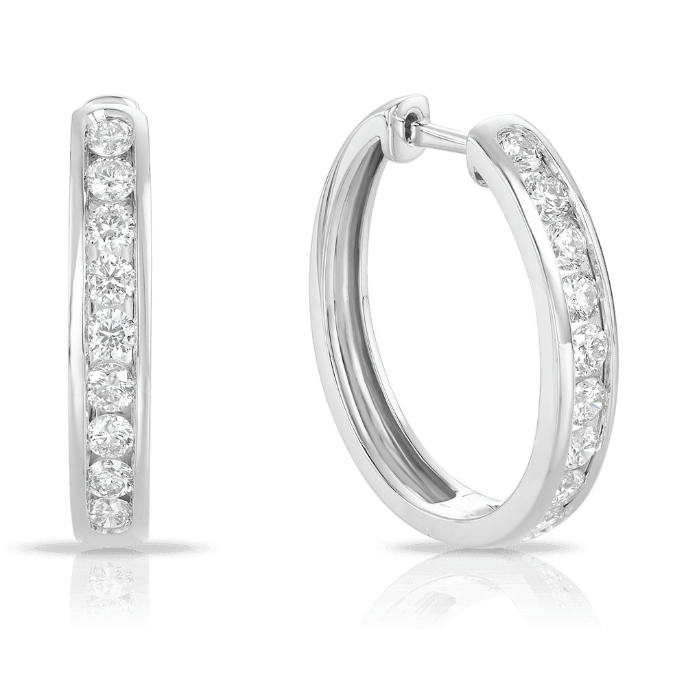 Diamond Huggie Hoop Earrings in 9ct White Gold