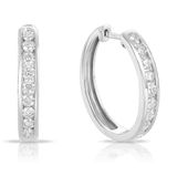 Diamond Huggie Hoop Earrings in 9ct White Gold