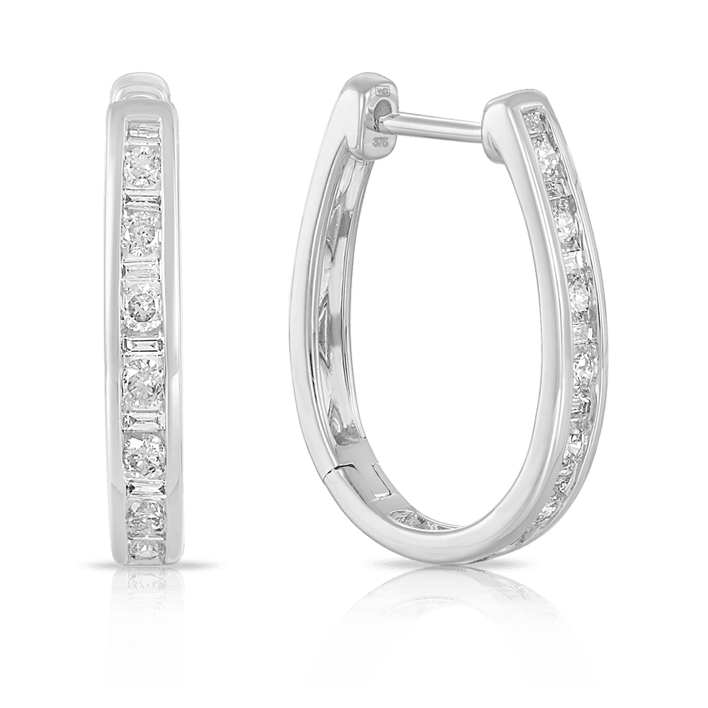 Diamond Huggie Hoop Earrings in 9ct White Gold - Wallace Bishop