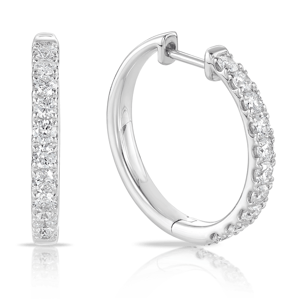 White gold hoop earrings for women deals