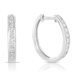 Diamond Huggie Hoop Earrings in 9ct White Gold - Wallace Bishop