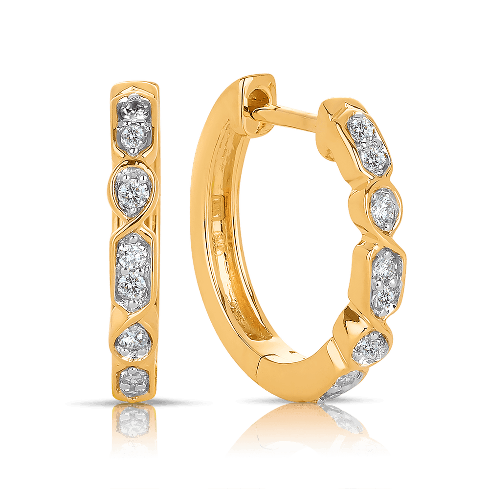 Diamond Huggies in 9ct Yellow Gold TGW 0.148ct - Wallace Bishop