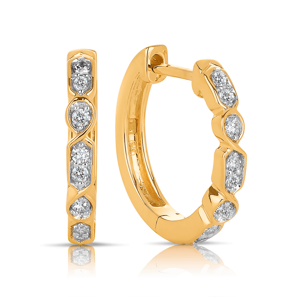 Diamond Huggies in 9ct Yellow Gold TGW 0.148ct