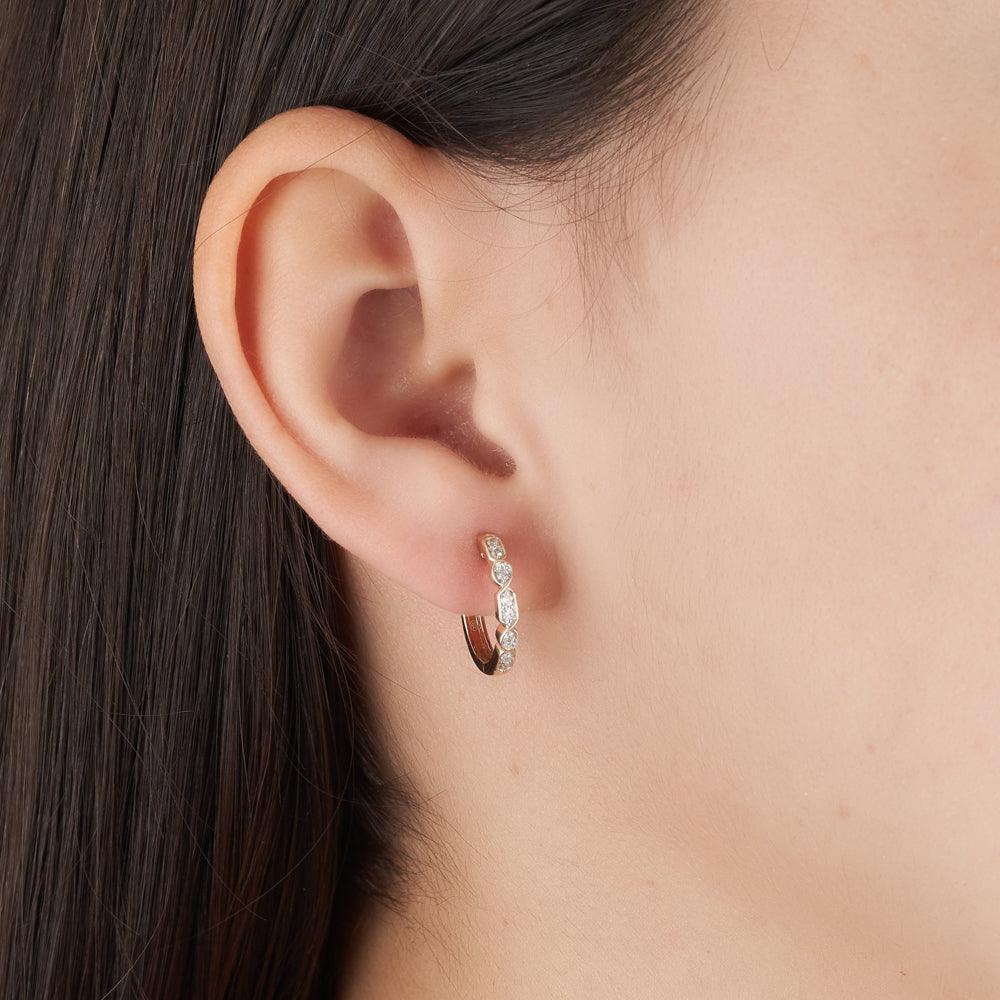 Diamond Huggies in 9ct Yellow Gold TGW 0.148ct - Wallace Bishop