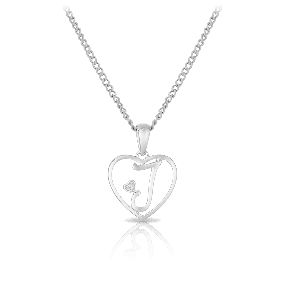 Initial Heart Pendant in Sterling Silver