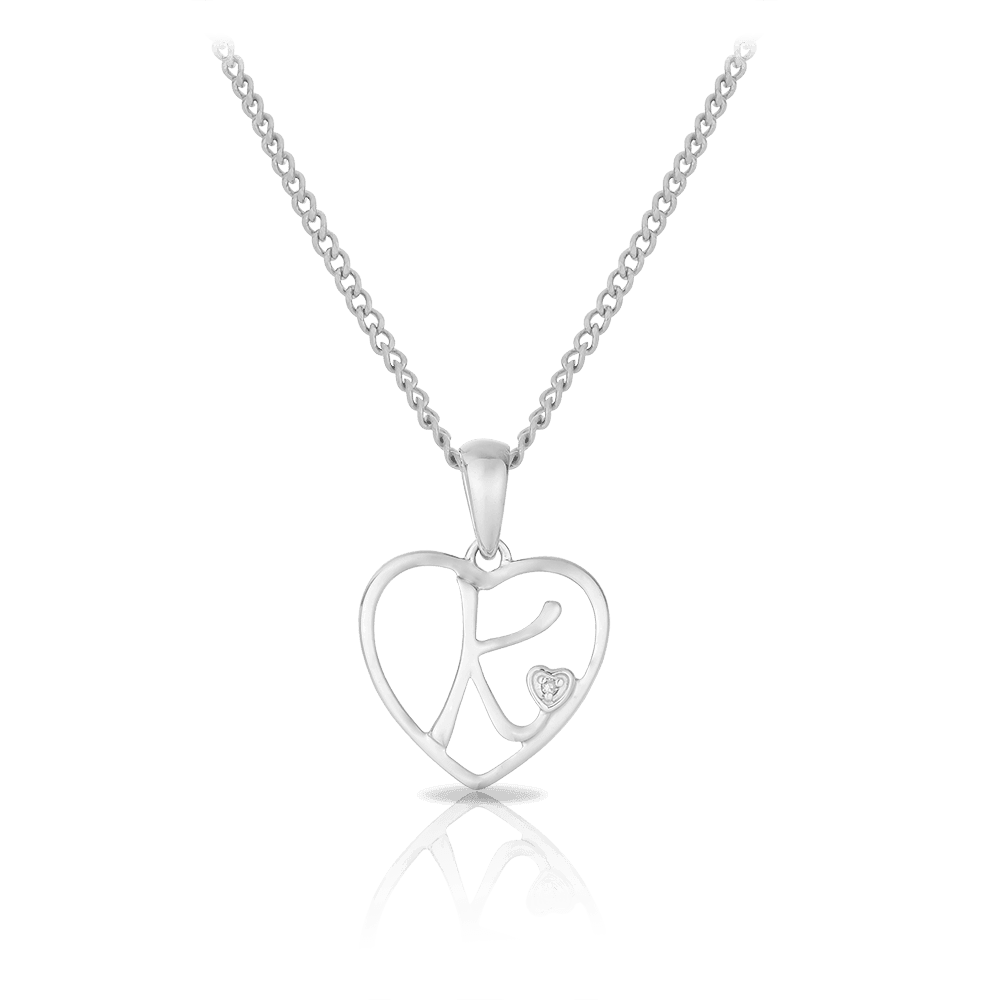 Initial Heart Pendant in Sterling Silver