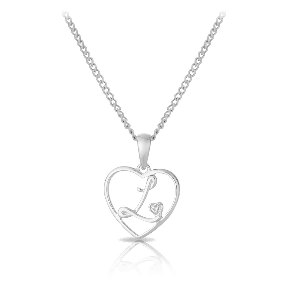Initial Heart Pendant in Sterling Silver