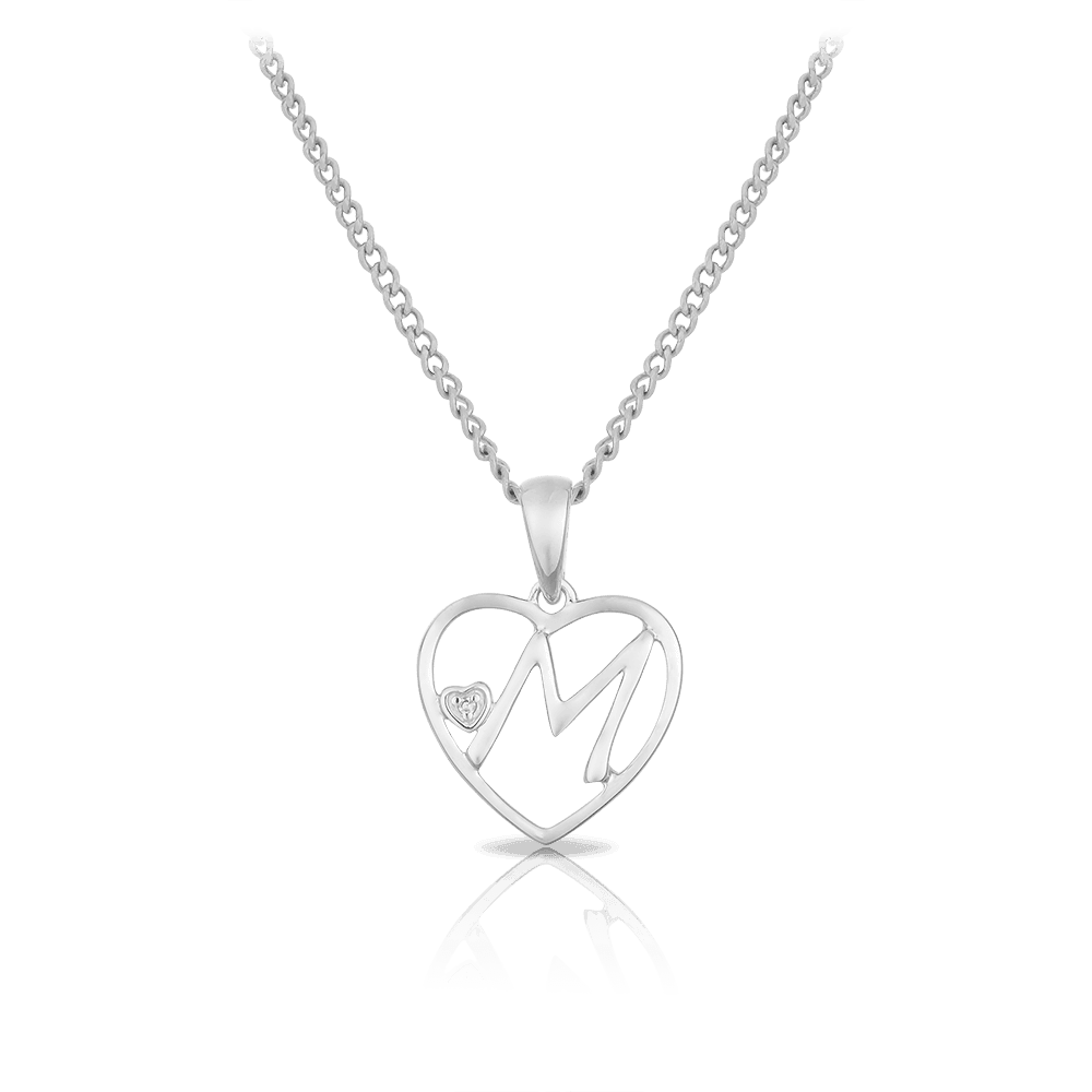 Initial Heart Pendant in Sterling Silver