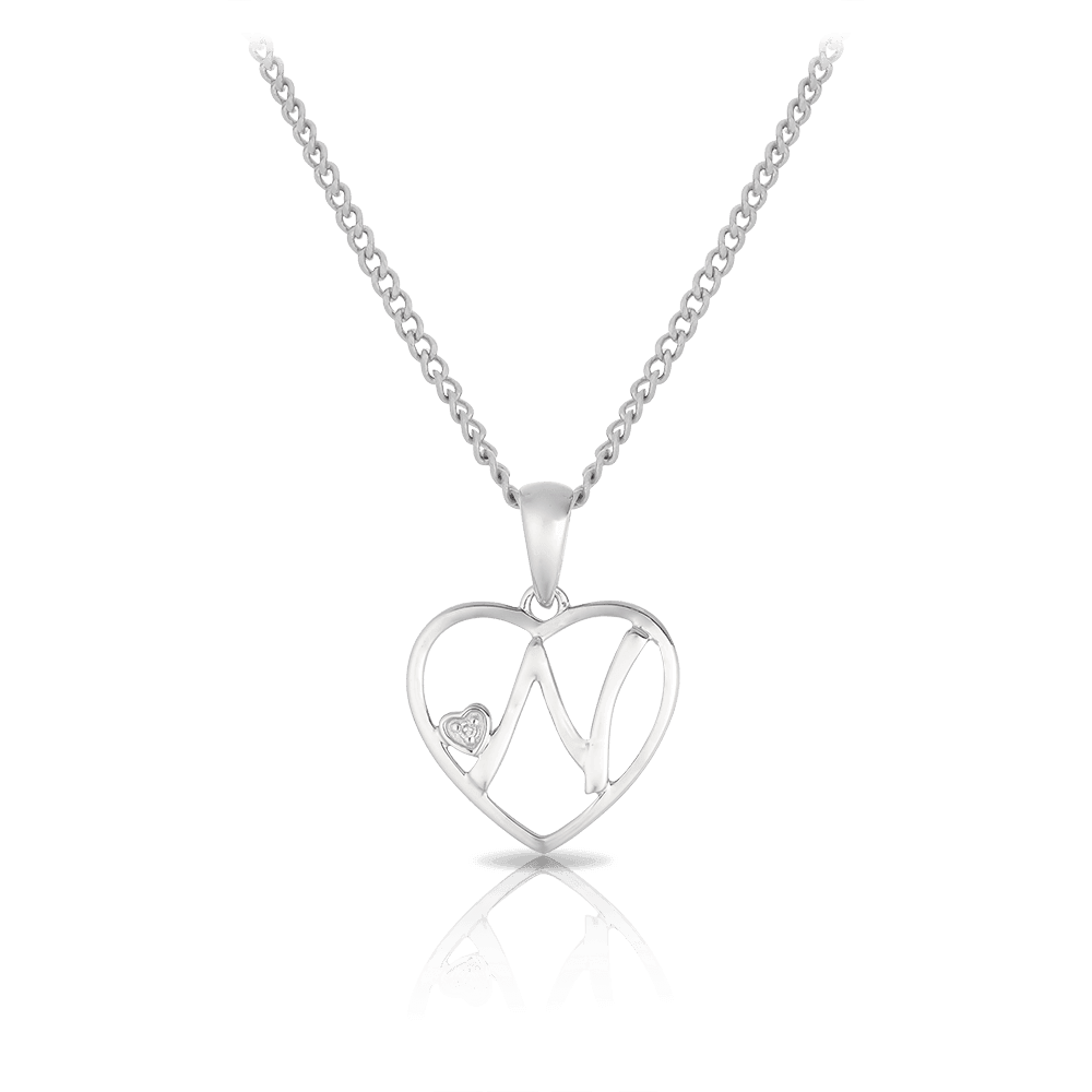 Initial Heart Pendant in Sterling Silver