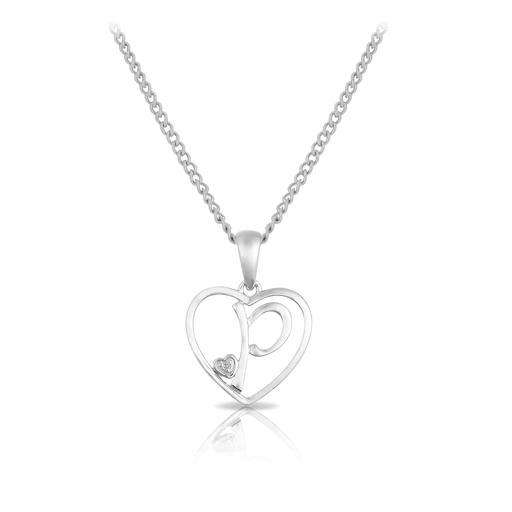 Initial Heart Pendant in Sterling Silver