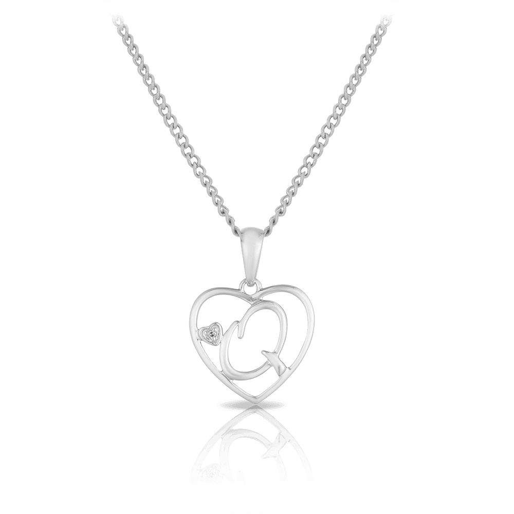Initial Heart Pendant in Sterling Silver