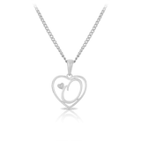 Diamond Initial Heart Pendant in Sterling Silver - Wallace Bishop
