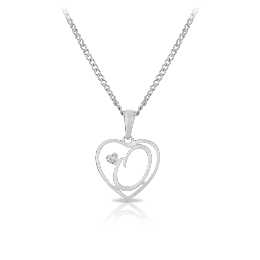 Initial Heart Pendant in Sterling Silver