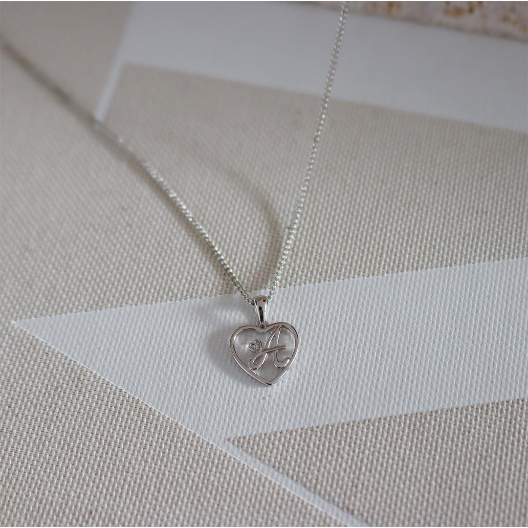 Initial Heart Pendant in Sterling Silver