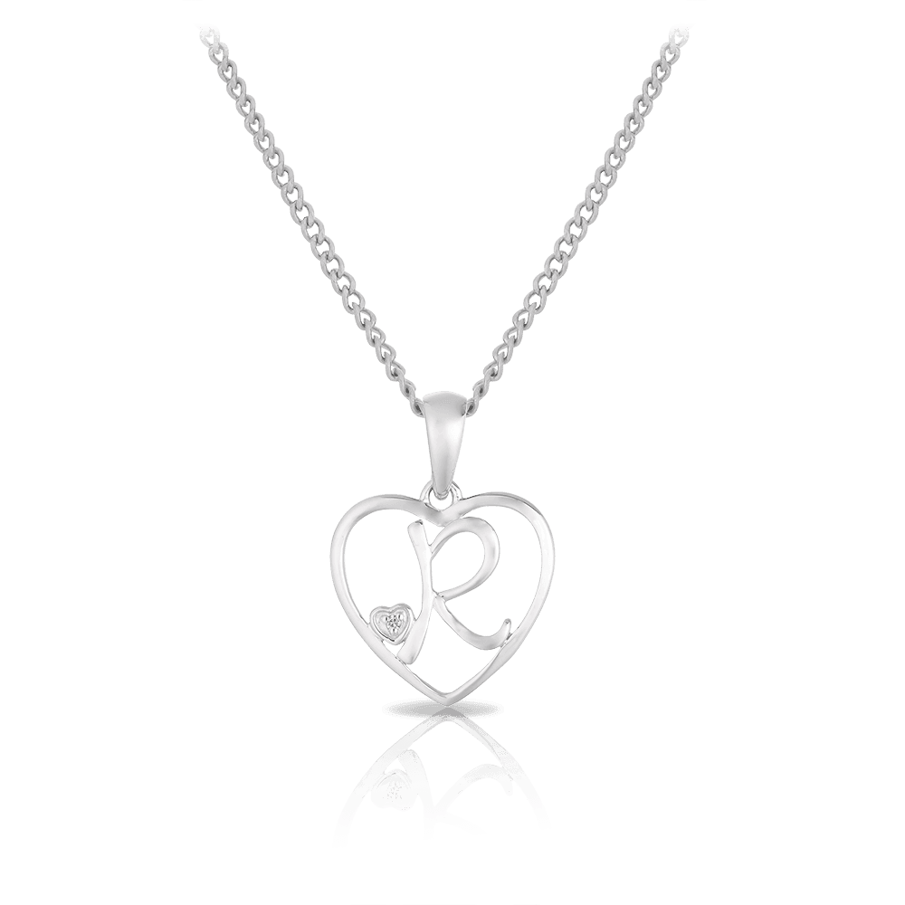 Initial Heart Pendant in Sterling Silver