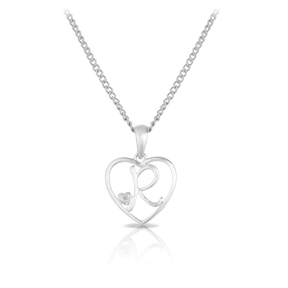 Diamond Initial Heart Pendant in Sterling Silver - Wallace Bishop