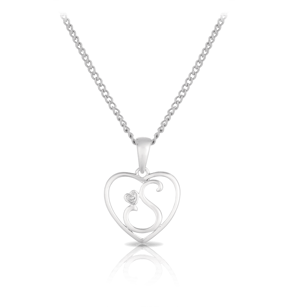 Initial Heart Pendant in Sterling Silver