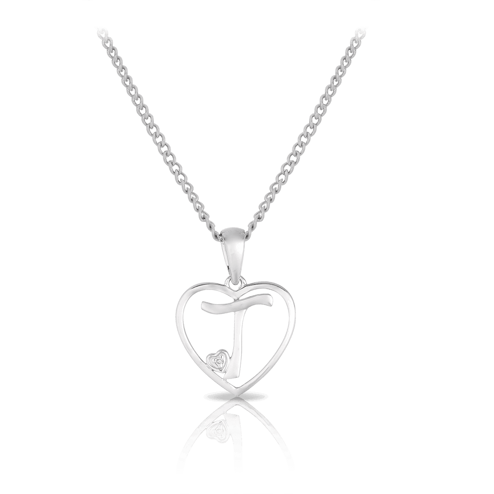 Initial Heart Pendant in Sterling Silver