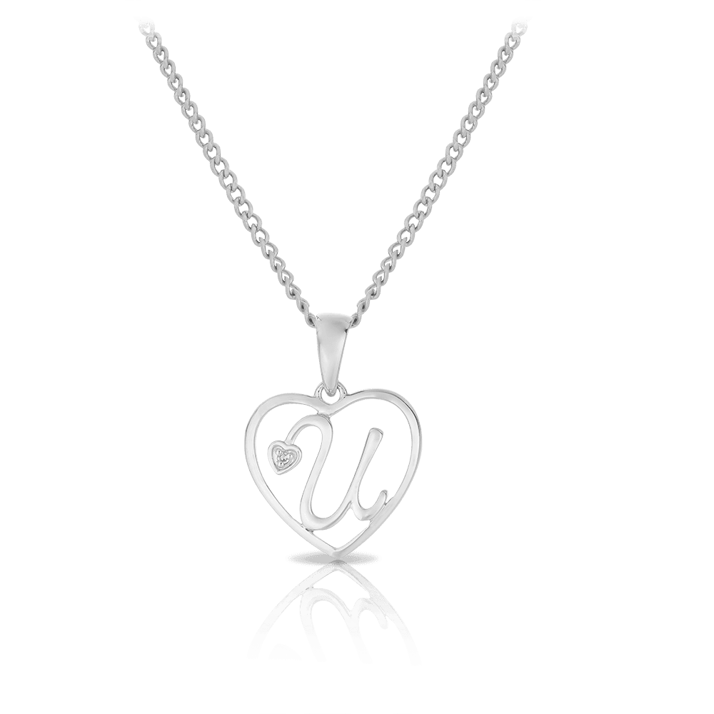 Initial Heart Pendant in Sterling Silver