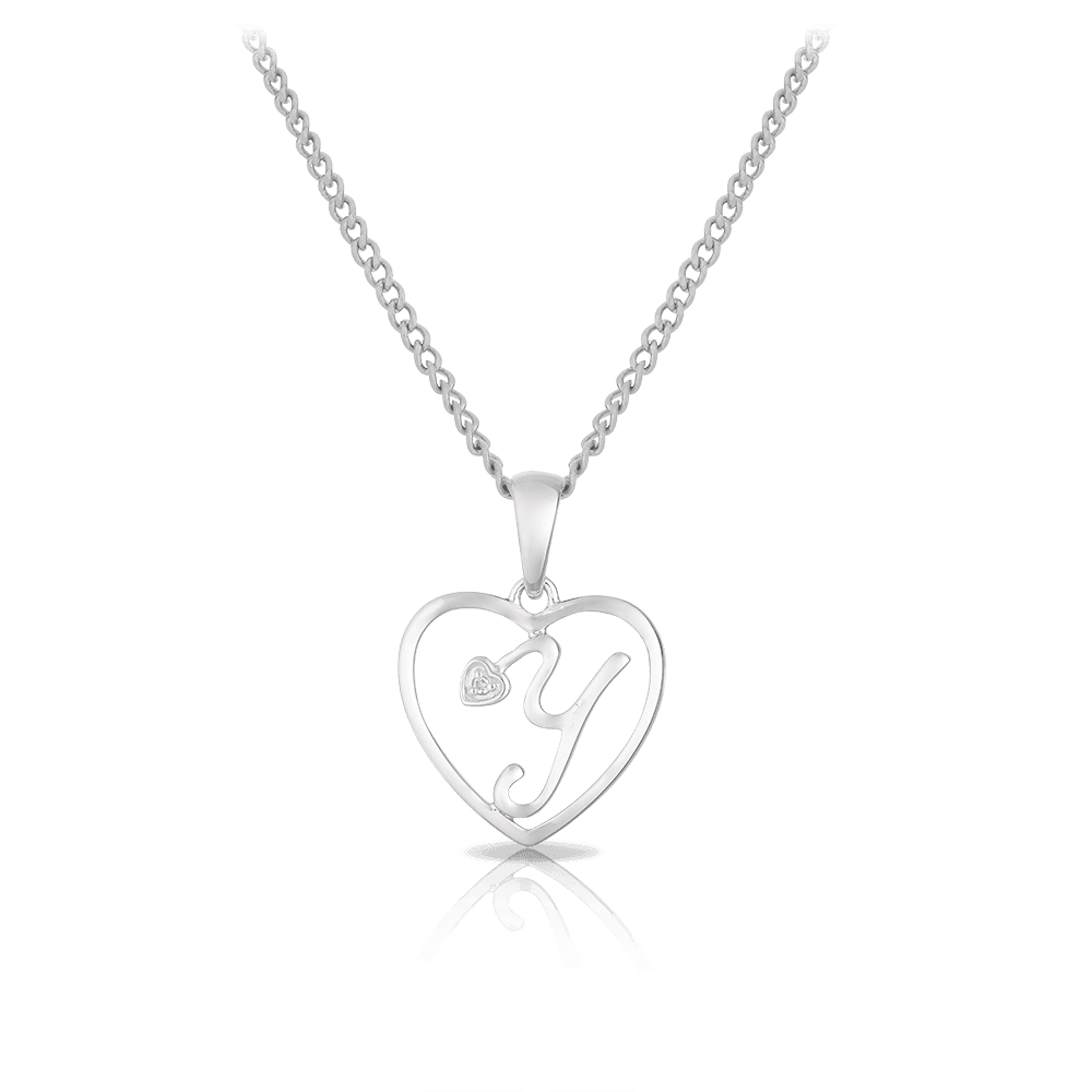 Initial Heart Pendant in Sterling Silver