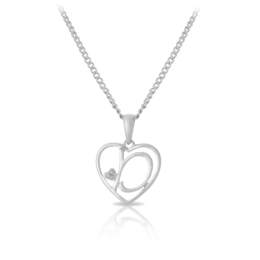 Initial Heart Pendant in Sterling Silver