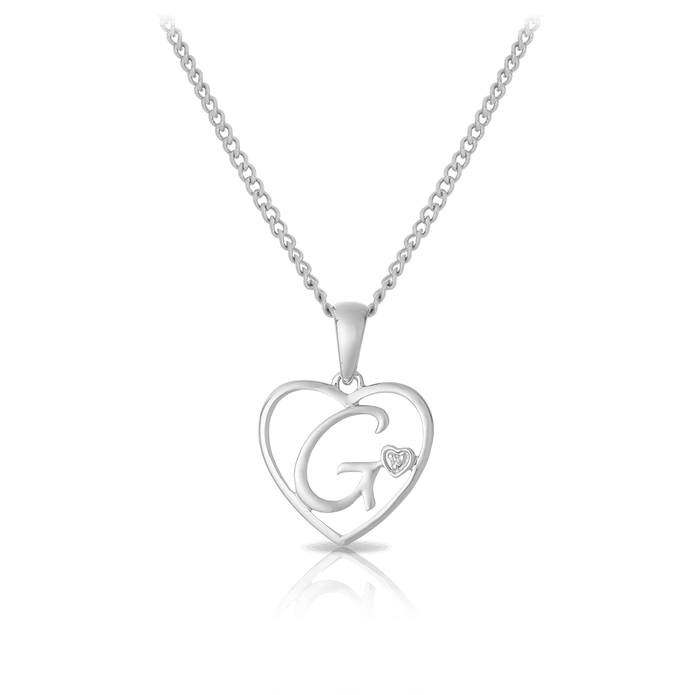 Initial Heart Pendant in Sterling Silver