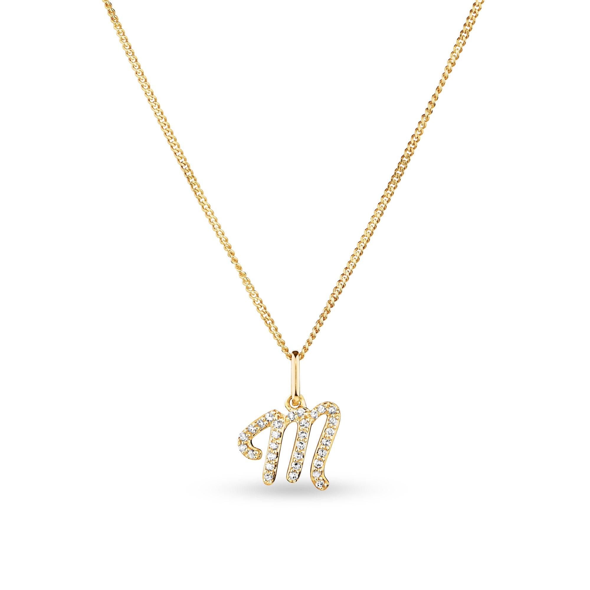 Diamond Initial Pendant in 9ct Yellow Gold - Wallace Bishop