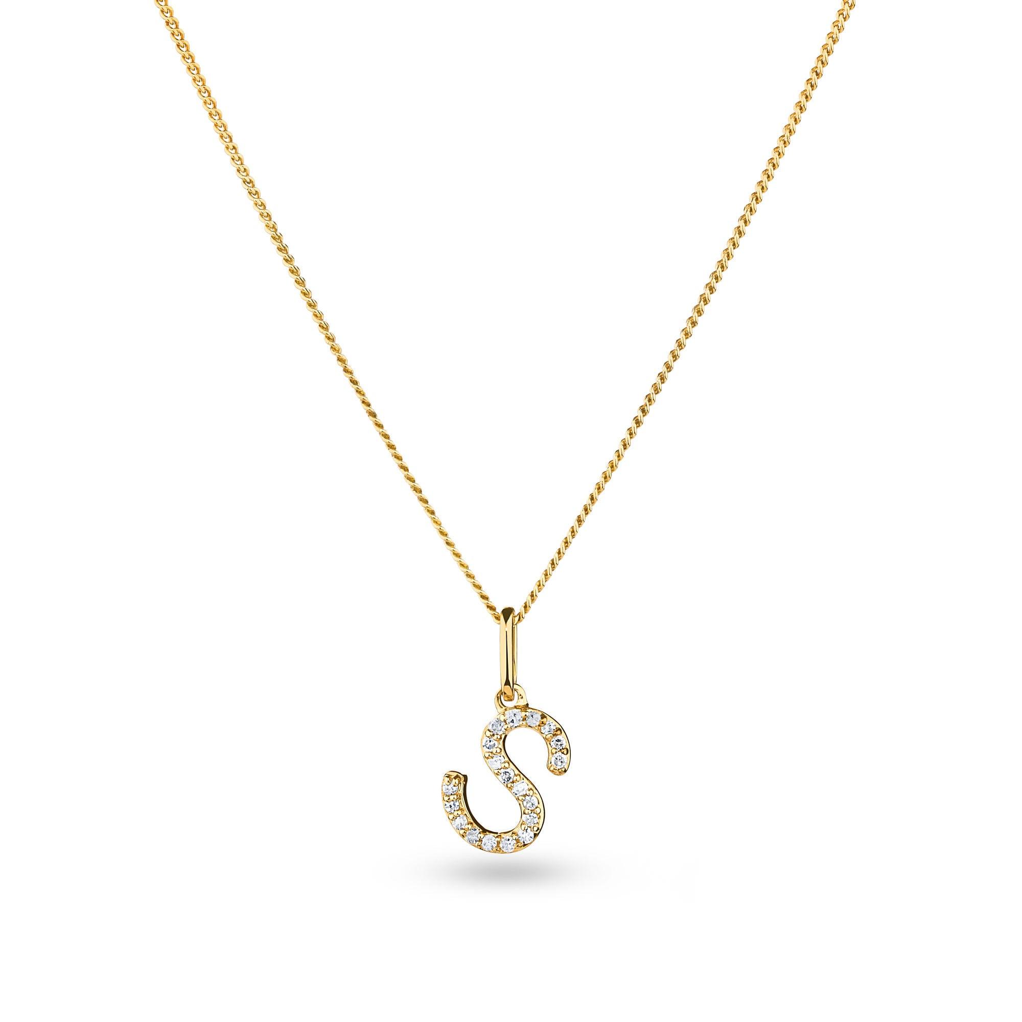 Diamond Initial Pendant in 9ct Yellow Gold - Wallace Bishop