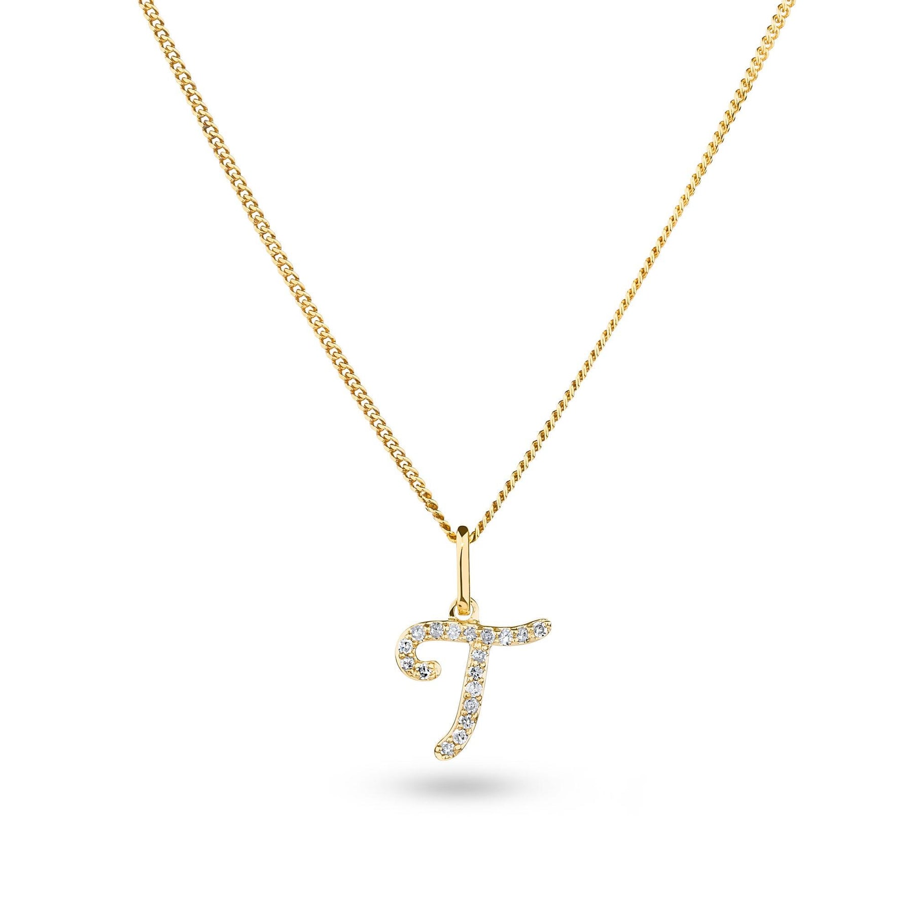 Diamond Initial Pendant in 9ct Yellow Gold - Wallace Bishop