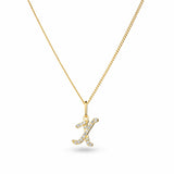 9ct Yellow Gold Initial Pendant Diamond Necklace TGW 0.071