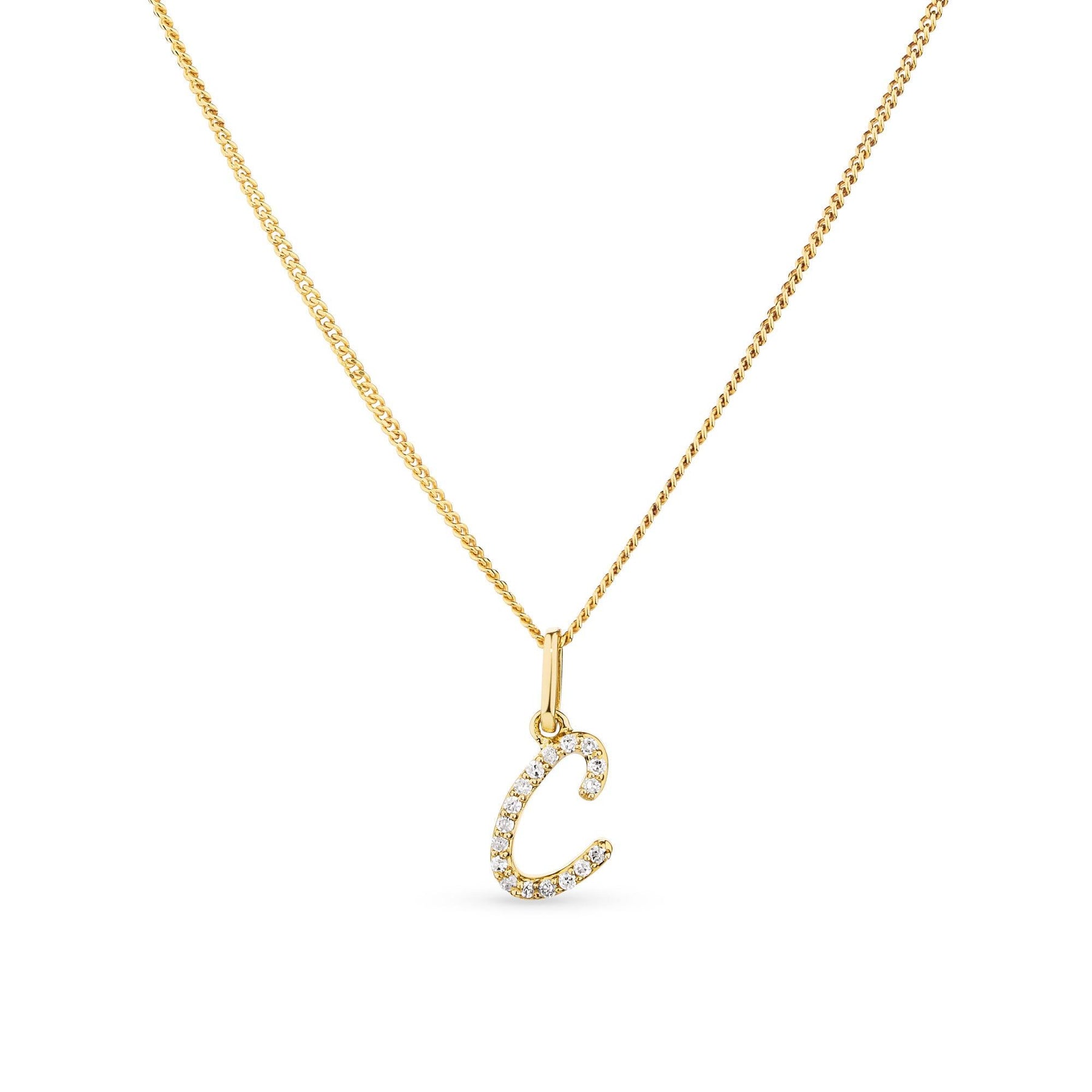 Diamond Initial Pendant in 9ct Yellow Gold - Wallace Bishop