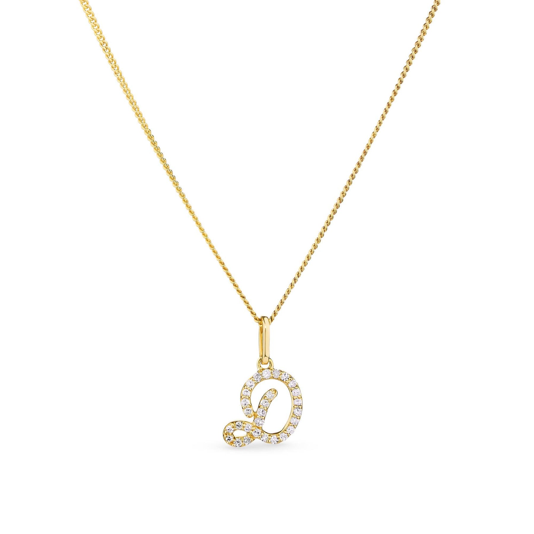 Diamond Initial Pendant in 9ct Yellow Gold - Wallace Bishop