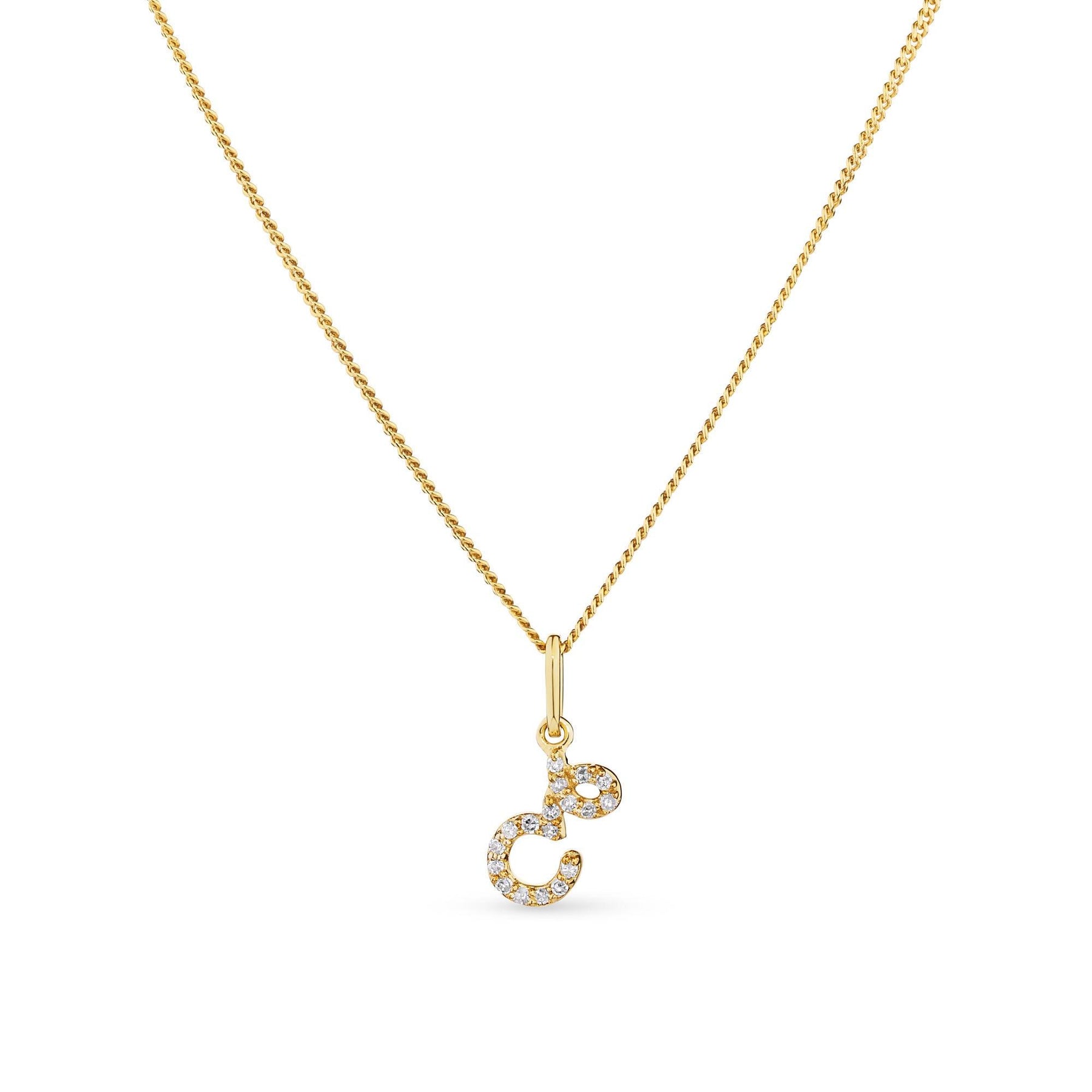 Diamond Initial Pendant in 9ct Yellow Gold - Wallace Bishop