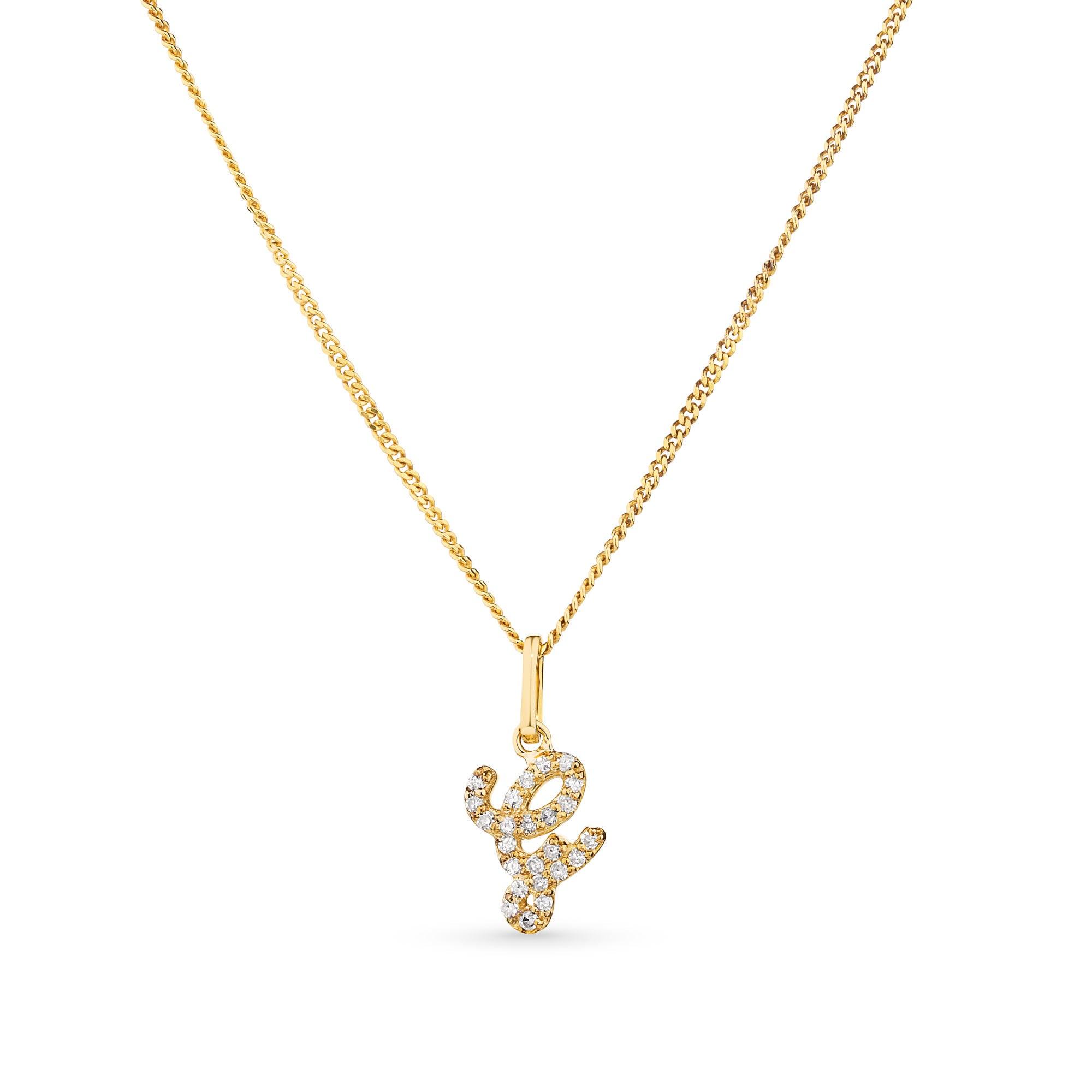 Diamond Initial Pendant in 9ct Yellow Gold - Wallace Bishop