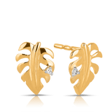 Diamond Leaf Earrings in 9ct Yellow Gold - Wallace Bishop