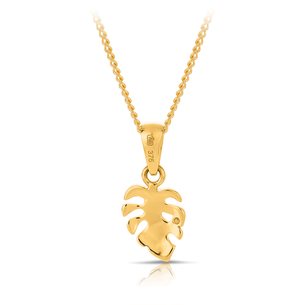 Diamond Leaf Pendant in 9ct Yellow Gold - Wallace Bishop