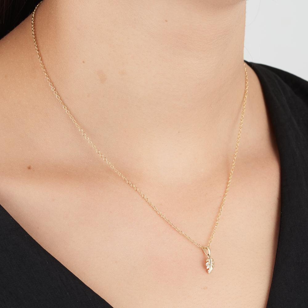 Diamond Leaf Pendant in 9ct Yellow Gold - Wallace Bishop