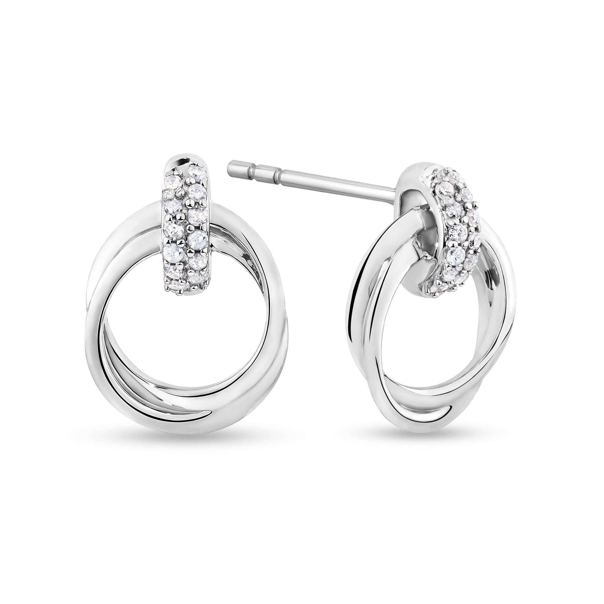 Diamond Multi Hoop Earrings in Sterling Silver