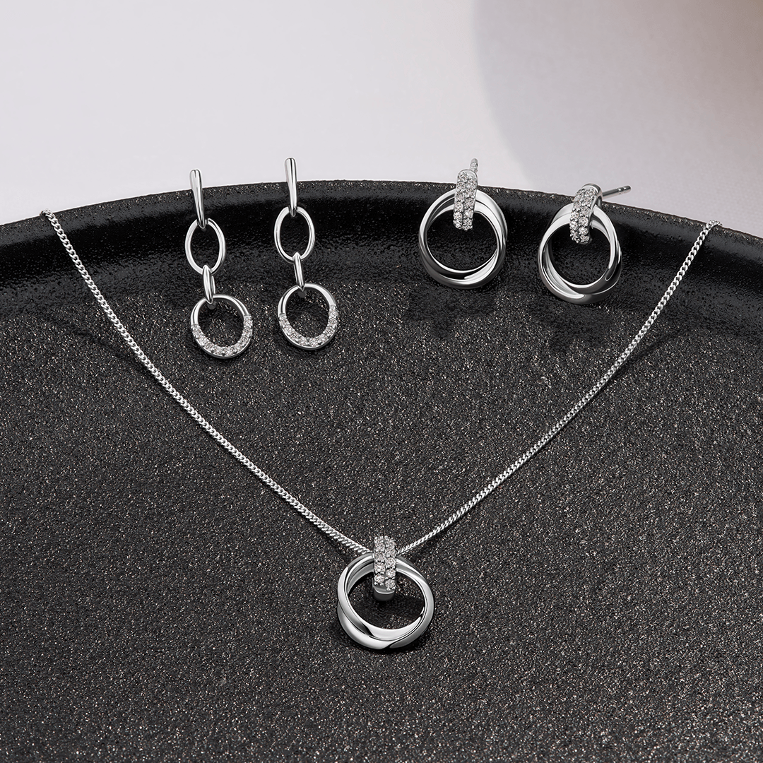 Diamond Multi Hoop Earrings in Sterling Silver - Wallace Bishop