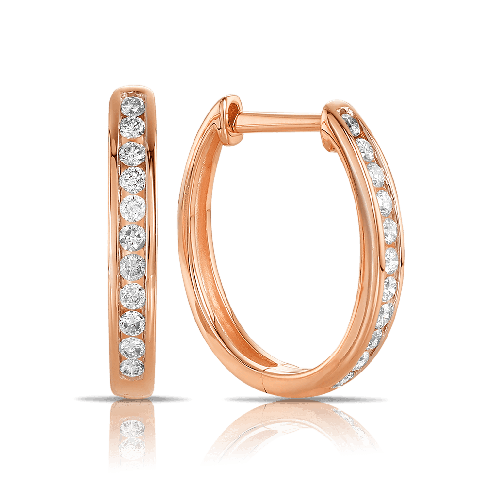 0.25ct TW Channel Set Diamond Oval Huggie in 9ct Rose Gold
