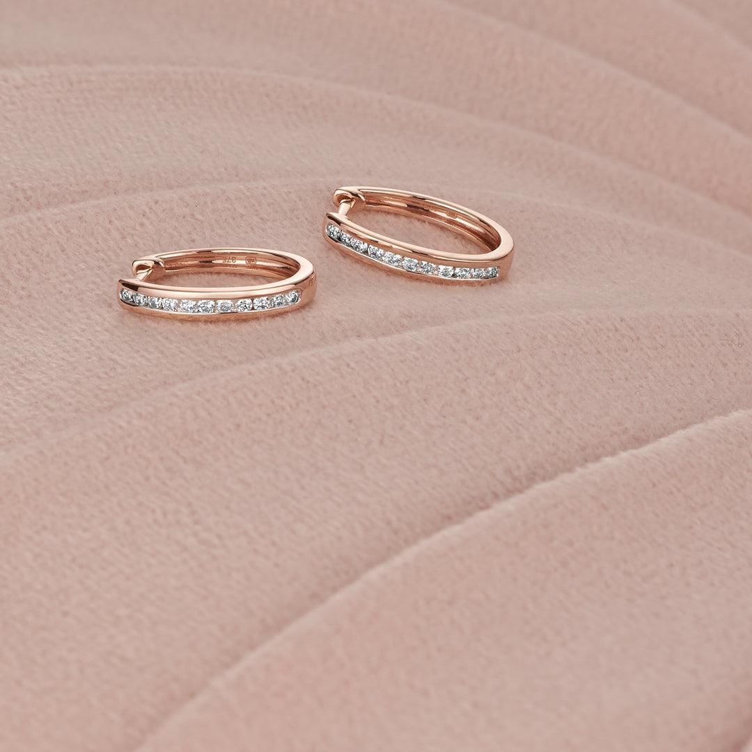 0.25ct TW Channel Set Diamond Oval Huggie in 9ct Rose Gold