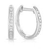 Diamond Oval Huggie Hoop Earrings in 9ct White Gold