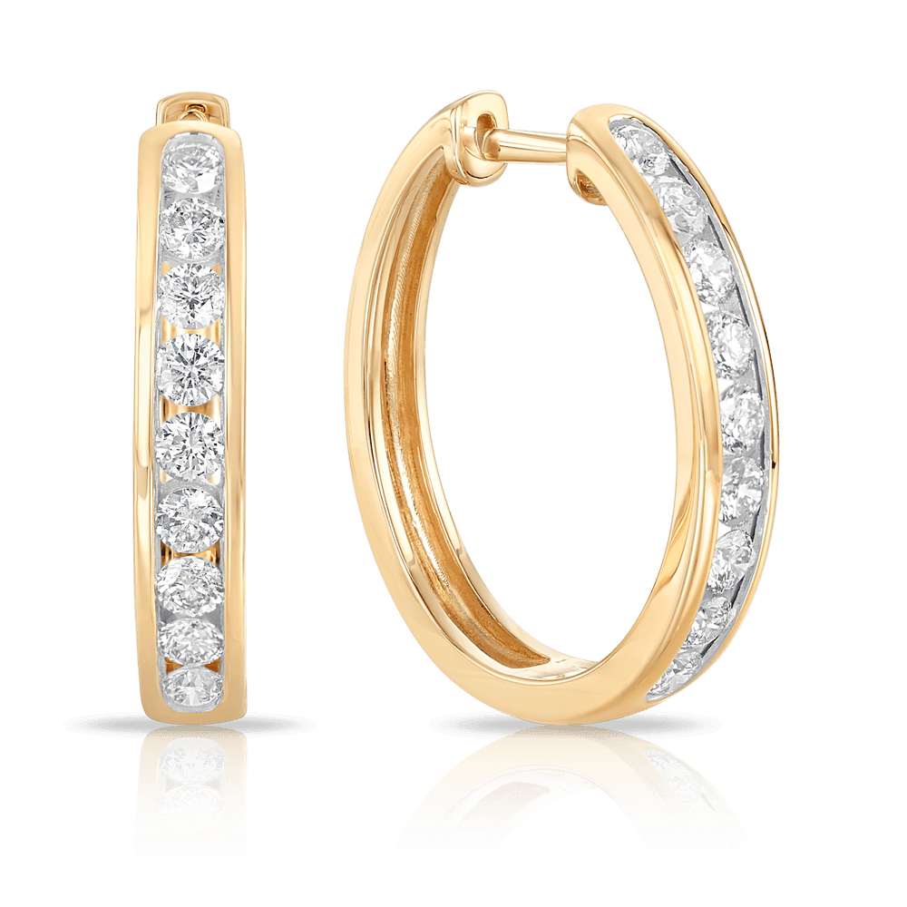 9ct gold diamond hoop 2025 earrings