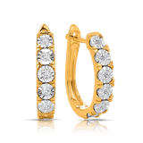 Diamond Oval Huggies in 9ct Yellow and White Gold TGW 0.20ct