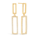 Diamond Rectangle Shape Drop Earrings in 9ct Yellow Gold