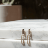 Diamond Rectangle Shape Drop Earrings in 9ct Yellow Gold - Wallace Bishop