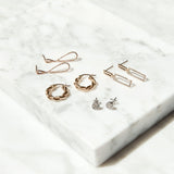 Diamond Rectangle Shape Drop Earrings in 9ct Yellow Gold - Wallace Bishop