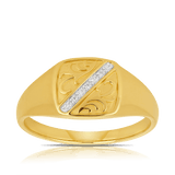 Diamond Signet Ring in 9ct Yellow Gold