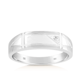 Diamond Signet Wedding Band in Sterling Silver