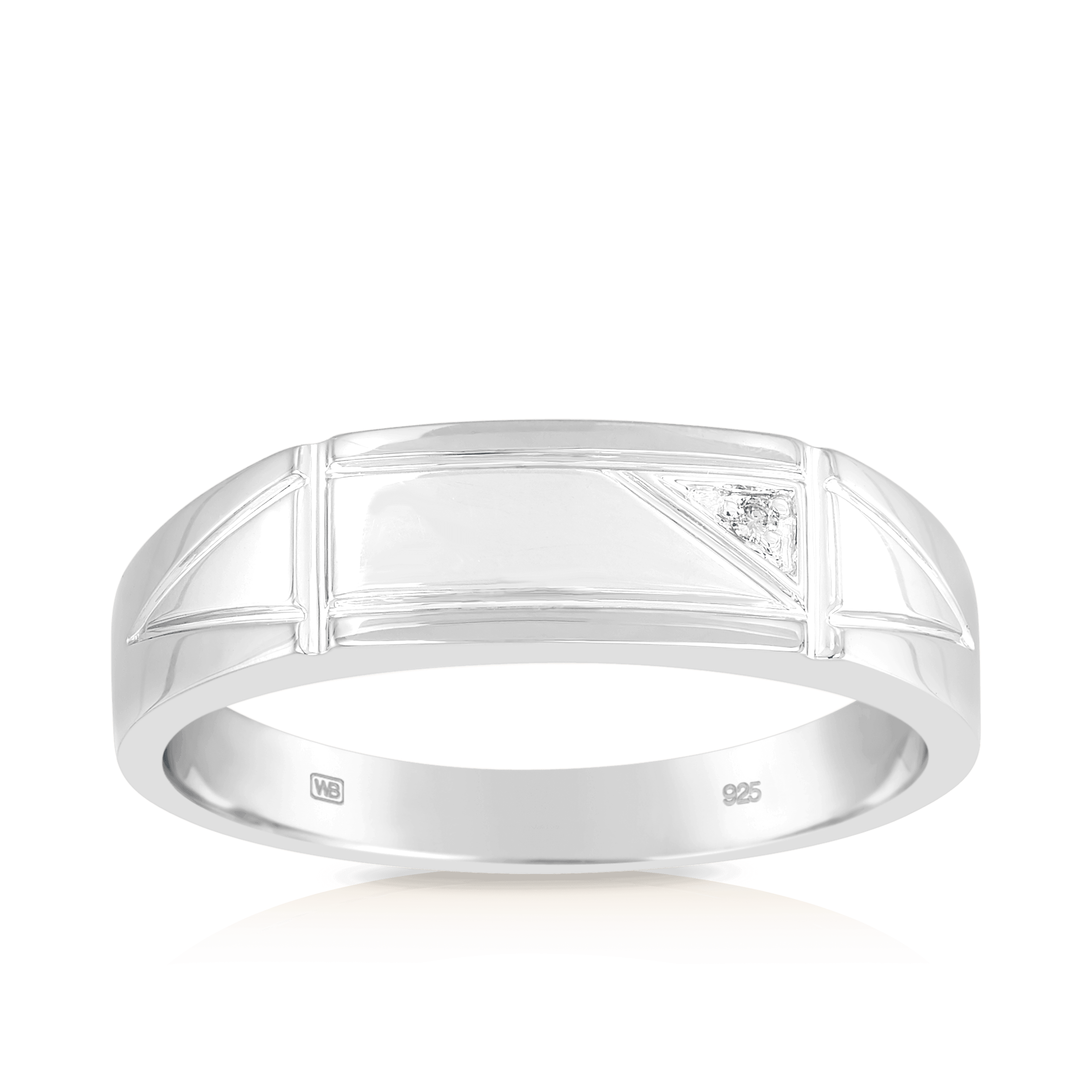 Diamond Signet Wedding Band in Sterling Silver